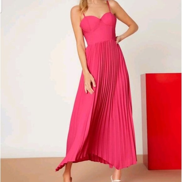 Pink Pleated cami Dress - Picture 3 of 5
